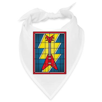 Glasmaleri-Gitarre mit Blitz - Bandana - Weiß - Vorne
