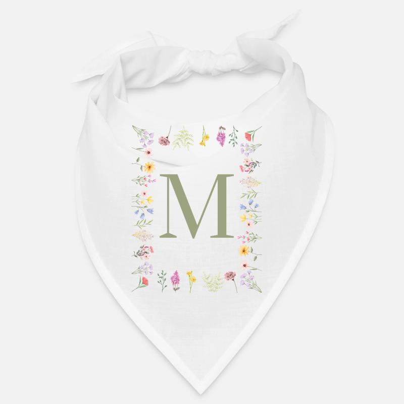 Initial M Floral Monogram Bandana