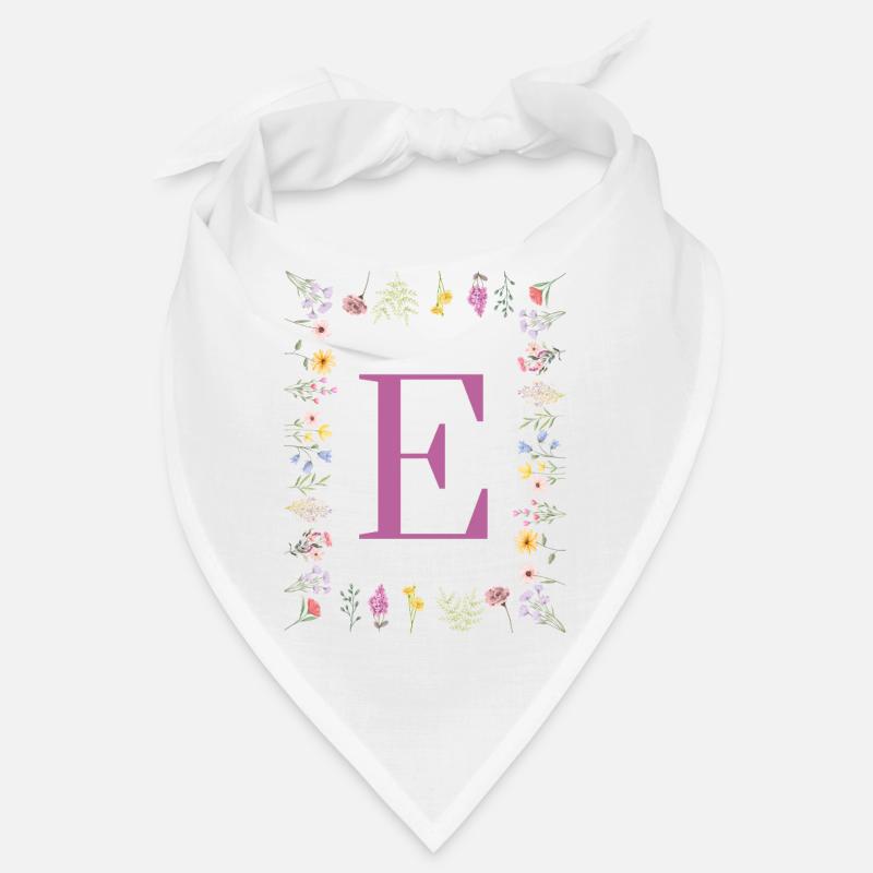 Monogramme E avec des fleurs de printemps Bandana