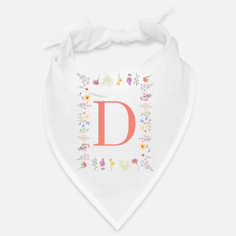 Florale Initialen "D", Buchstaben Monogramm  Bandana