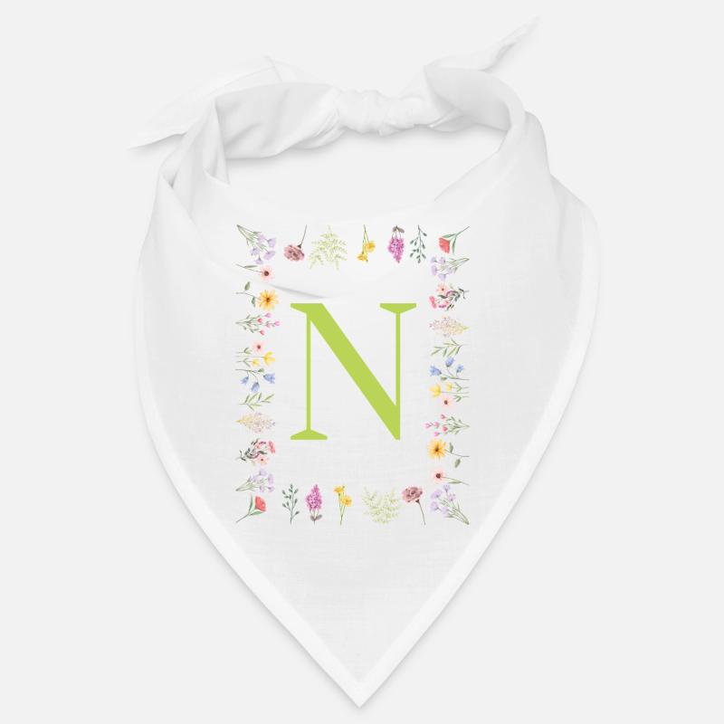 Initiales florales « N », Lettres monogrammes Bandana