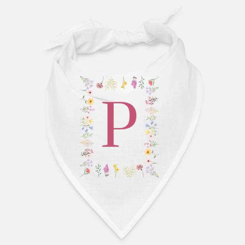 Floral initials "P", letters monogram Bandana