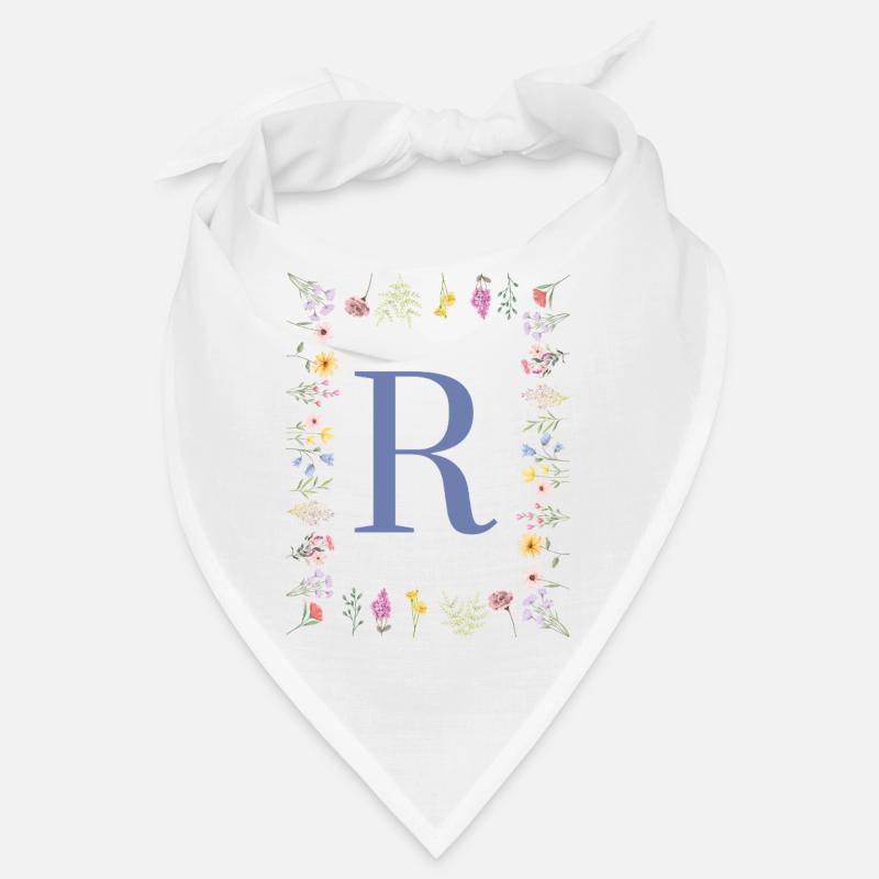 Initiales florales « R », monogramme de lettres Bandana