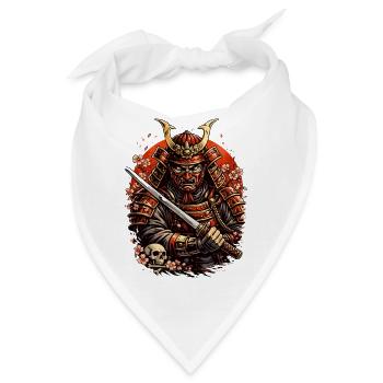 Samurai mit Kirschblüten und Schädel - Bandana - Weiß - Vorne