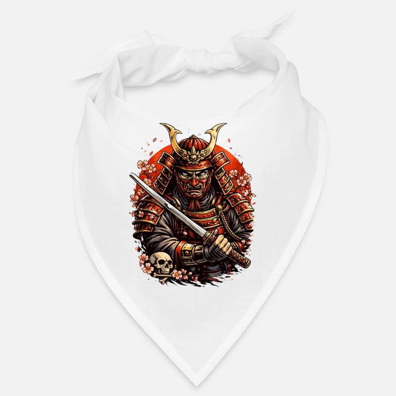 Samurai mit Kirschblüten und Schädel Bandana