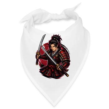 Samurai-Kämpfer in rotem Wirbel - Bandana - Weiß - Vorne