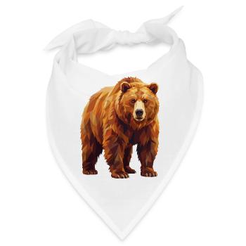 Geometrische Grizzlybär-Low-Poly-Kunst - Bandana - Weiß - Vorne