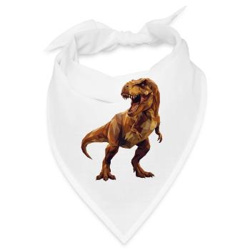 Geometrische T-Rex-Dinosaurier-Low-Poly-Erdtöne - Bandana - Weiß - Vorne