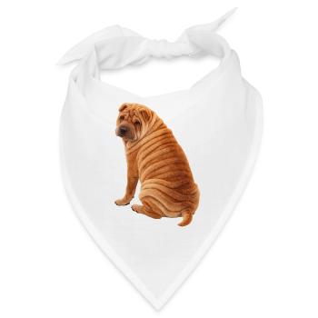 Sitzende Shar Pei - Bandana - Weiß - Vorne