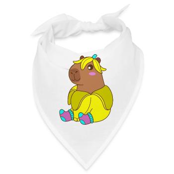 Sonniges Wasserschwein im gelben Outfit, Baby-Kawaii-Kunst - Bandana - Weiß - Vorne