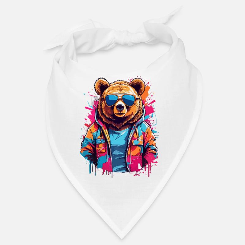 Ours néon dans un sweat à capuche coloré - Bandana - blanc