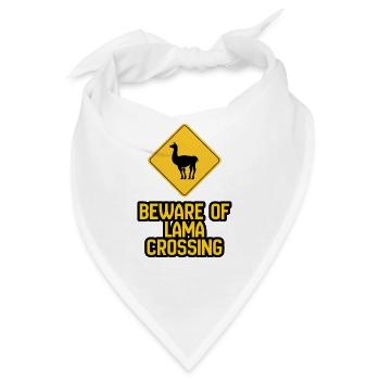 Lama Crossing Warnschild - Bandana - Weiß - Vorne