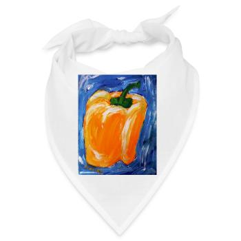 Oranger Paprika im Expressionismus - Bandana - Weiß - Vorne