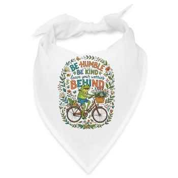 Sei demütig Sei freundlich Frosch auf dem Fahrrad - Bandana - Weiß - Vorne