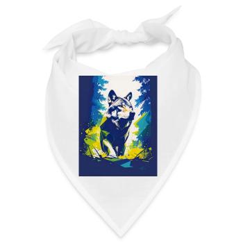 Geometrischer Wolf-Neonwald - Bandana - Weiß - Vorne