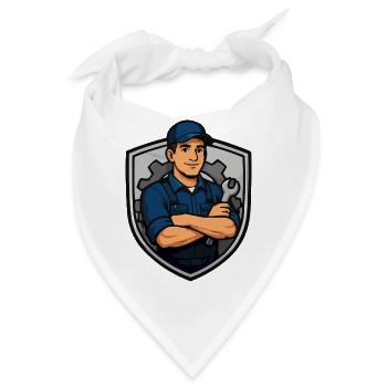 Mechaniker Shield Motiv - Bandana - Weiß - Vorne