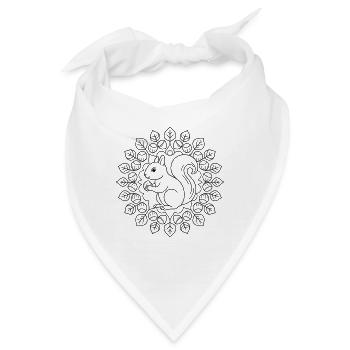 Eichhoernchen Haselnuss Mandala zum ausmalen - Bandana - Weiß - Vorne