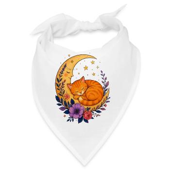 Mond Katze im Blütenmeer - Bandana - Weiß - Vorne