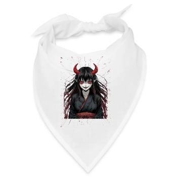 Dämonische Kimonoheldin mit roten Hörnern - Bandana - Weiß - Vorne