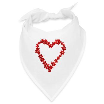 Rotes Blumenherz - Bandana - Weiß - Vorne