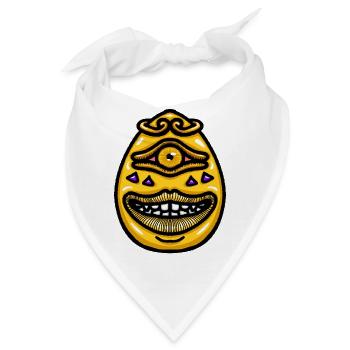 Lächelndes, einäugiges Golden Egg Monster Cartoon-Maskottchen - Bandana - Weiß - Vorne
