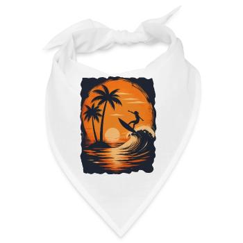 Surfen Welle Surferin Sonnenuntergang Retro Strand - Bandana - Weiß - Vorne