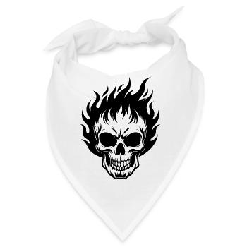 Flammender Schädel - Bandana - Weiß - Vorne