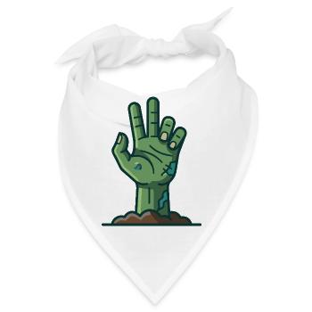 Grüne Zombie-Hand taucht aus dem Boden auf - Bandana - Weiß - Vorne