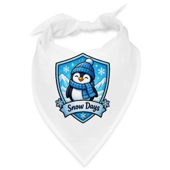 Schnee-Pinguin im Schild - Bandana - Weiß - Vorne