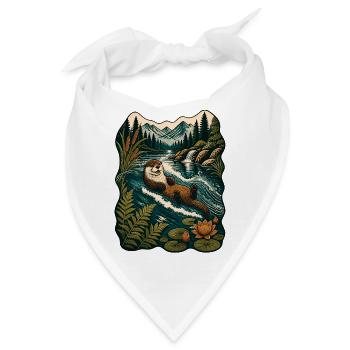 Otter im Waldfluss - Bandana - Weiß - Vorne