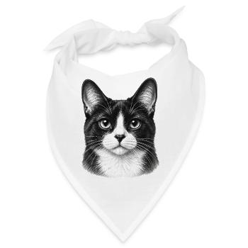Schwarzweiß Katzenporträt - Bandana - Weiß - Vorne