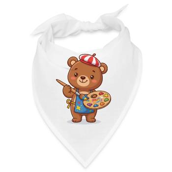 Bärenkünstler mit Farbpalette - Bandana - Weiß - Vorne