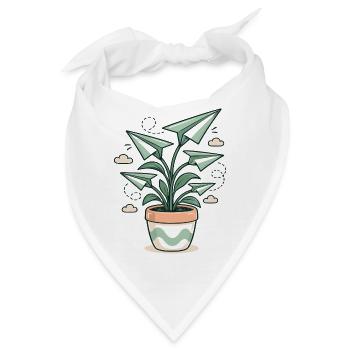 Origami Pflanze aus Papierflugzeugen - Bandana - Weiß - Vorne