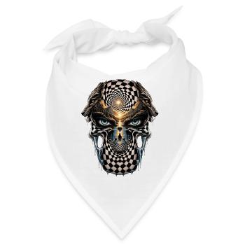 Surreales Schädelgesicht mit Spiegelmuster - Bandana - Weiß - Vorne