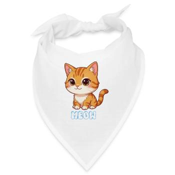 Niedliches Kätzchen-Miau-Cartoon-Katzen-Katzen-Design - Bandana - Weiß - Vorne