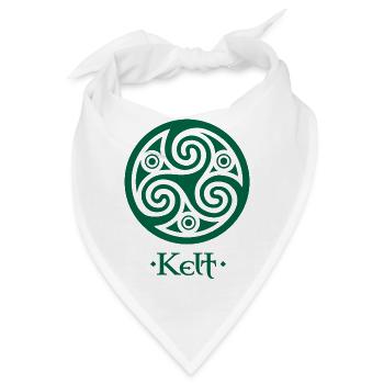 Grünes Triskelion und Schild Kelt - Bandana - Weiß - Vorne