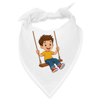 Cartoon-Junge auf gelber Schaukel - Bandana - Weiß - Vorne