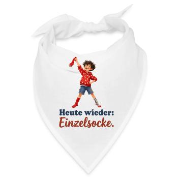 Heute wieder: Einzelsocke. – Junge mit roter Socke - Bandana - Weiß - Vorne