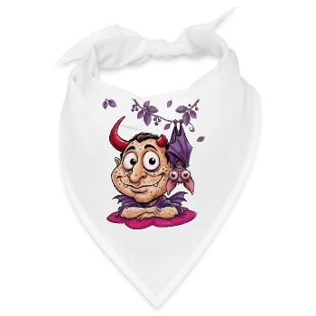 Lustiger Teufel mit Fledermaus - Bandana - Weiß - Vorne
