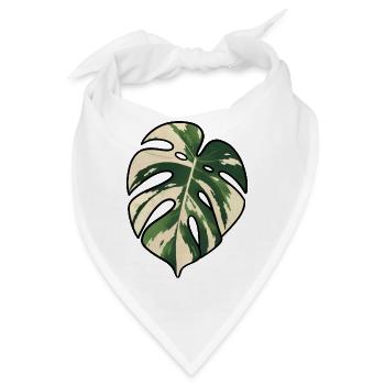 Monstera-Variegated Leaf Silhouette - Bandana - Weiß - Vorne