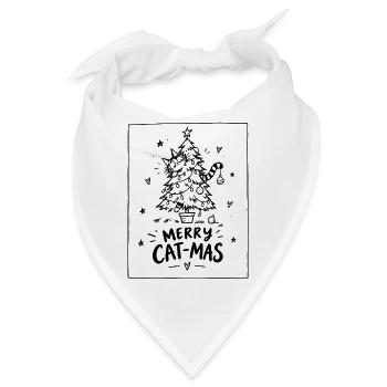 Merry Cat-Mas – Katze im Weihnachtsbaum - Bandana - Weiß - Vorne