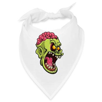 Wütender Gehirn-Zombiekopf - Bandana - Weiß - Vorne