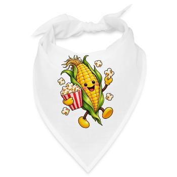 Fröhlicher Maiskolben mit Popcorn - Bandana - Weiß - Vorne