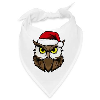 Eulen Weihnachten / Weihnachtsmann Vogel - Bandana - Weiß - Vorne
