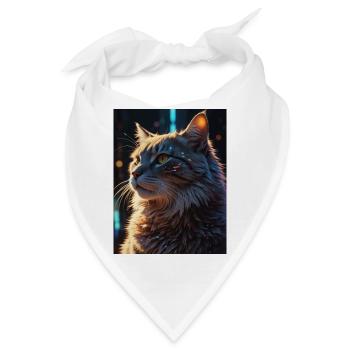 Sternenpfote: Neon-Katze im Licht - Bandana - Weiß - Vorne