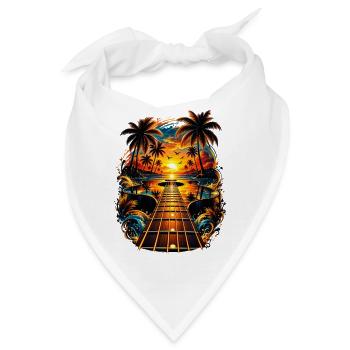 Tropische Gitarre Sonnenuntergang Musik Palmen - Bandana - Weiß - Vorne