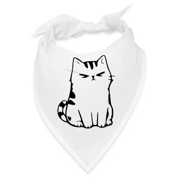 Lustige Katze Minimalistisches Katzen Geschenk  - Bandana - Weiß - Vorne