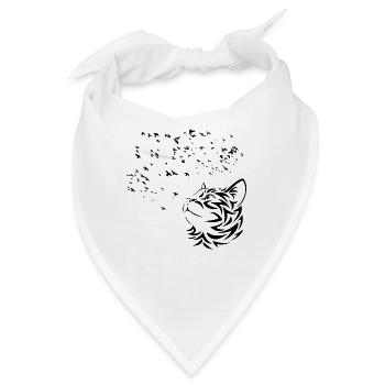 Katze beobachtet die Vögel fliegen - Bandana - Weiß - Vorne