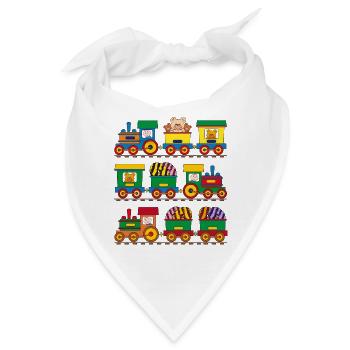 Kleine Eisenbahnen mit Teddys und Donuts - Bandana - Weiß - Vorne