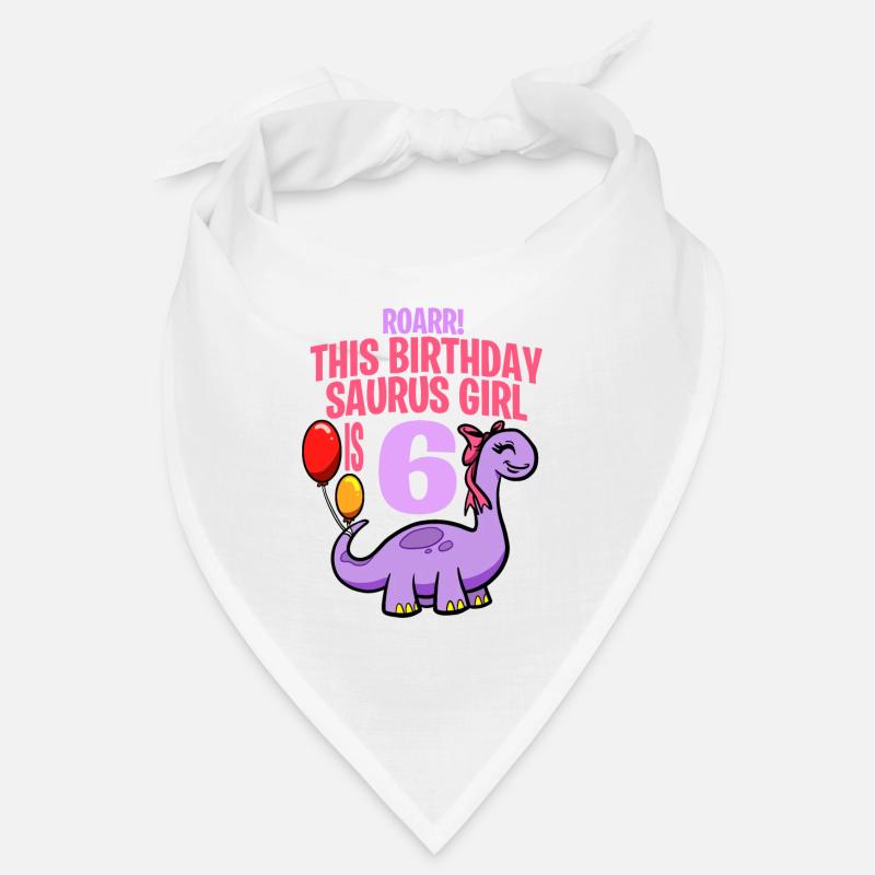 This Birthday Saurus Girl Is 6 Dinosaur Bandana